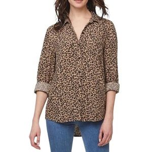 Beachlunchlounge viscose leopard print long sleeve button down shirt Size 3X